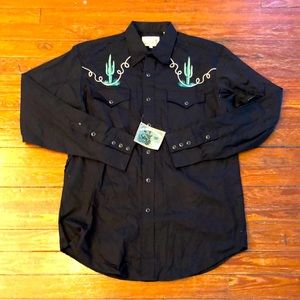 Roper Western Wear men’s size large pearl snap button down shirt black NWT